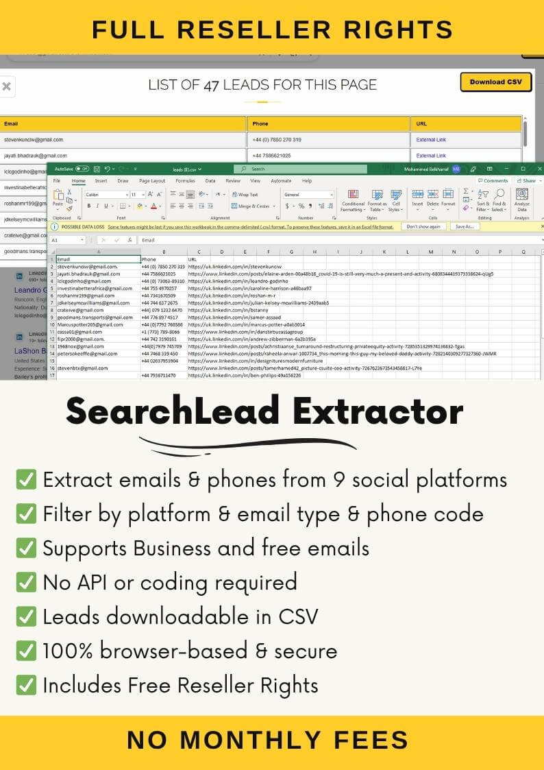 SearchLead Extractor – Scrape Business Emails & Phones from Social Media | Full Reseller Rights - 1