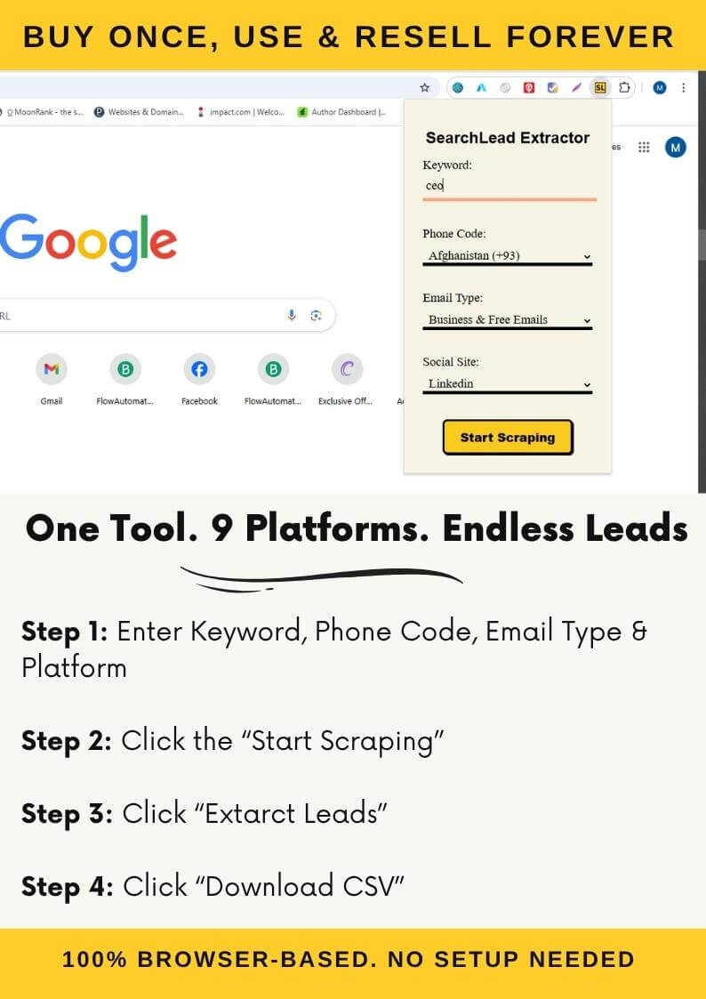 SearchLead Extractor – Scrape Business Emails & Phones from Social Media | Full Reseller Rights - 2