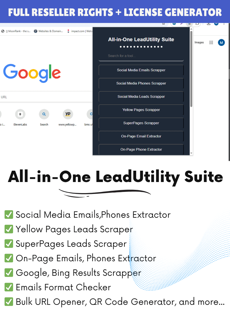 All-in-One LeadUtility Chrome Extension – 10+ Business Tools + Full Reseller Rights